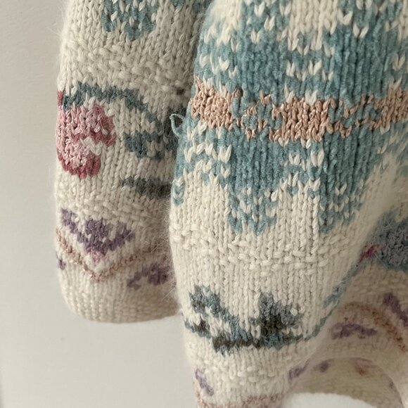 Vintage Express Angora Handknit Cardigan Silk Angora Size Large 90s Tradwife - Picture 10 of 11